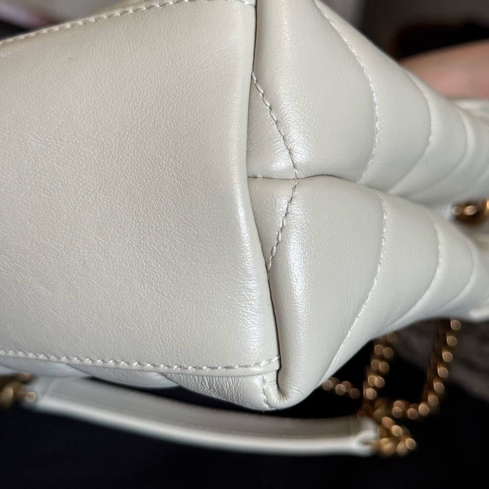Saint Laurent Ivory Quilted Shoulder Bag with Gold Chain - Picture 8 of 16